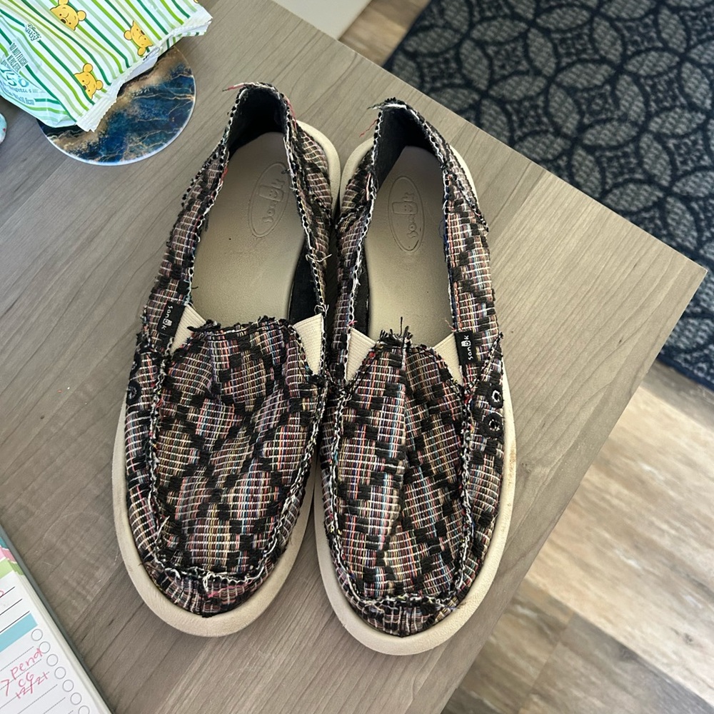 Sanuk Shoes Women's Size 10 Donna Weave Loafer Sidewalk Surfers Black Multicolor